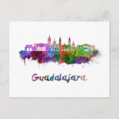 Guadalajara-Skyline in Aquarellfarbe Postkarte (Vorderseite)