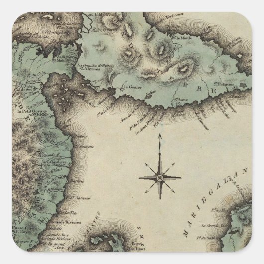 Guadaloupe 3 quadratischer aufkleber (Vorderseite)