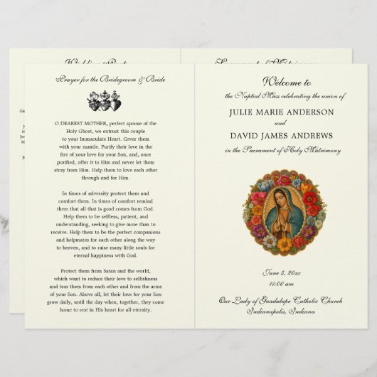 Guadalupe Catholic Wedding Mass Program (Vorne/Hinten)