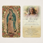 Guadalupe Funeral Catholic Photo Prayer Card (Vorne & Hinten)