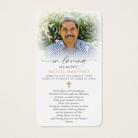 Guadalupe Funeral Catholic Prayer Card (Rückseite)