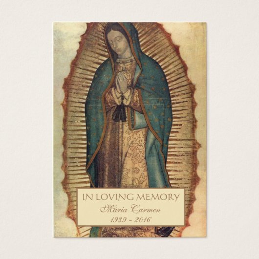 Guadalupe Jungfrau Mary Beerdigung Gebet Heilige K (Vorderseite)