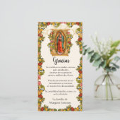 Guadalupe Jungfrau Mary Funeral Beileid Spanisch Dankeskarte (Stehend Vorderseite)