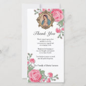 Guadalupe Jungfrau Mary Funeral Beileid Spanisch Dankeskarte (Vorderseite)