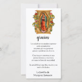 Guadalupe Jungfrau Mary Funeral Beileid Spanisch Dankeskarte (Vorderseite)