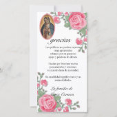 Guadalupe Jungfrau Mary Funeral Beileid Spanisch Dankeskarte (Vorderseite)