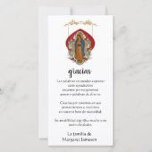 Guadalupe Jungfrau Mary Funeral Beileid Spanisch Dankeskarte (Vorderseite)