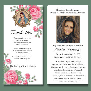 Guadalupe Jungfrau Mary Funeral Beileid Spanisch Dankeskarte