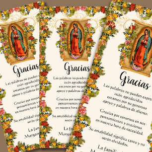 Guadalupe Jungfrau Mary Funeral Beileid Spanisch Dankeskarte