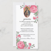 Guadalupe Jungfrau Mary Funeral Beileid Spanisch Dankeskarte (Vorderseite)