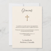 Guadalupe Jungfrau Mary Funeral Beileid Spanisch Dankeskarte (Rückseite)