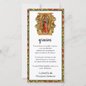 Guadalupe Jungfrau Mary Funeral Beileid Spanisch  Dankeskarte (Vorderseite)