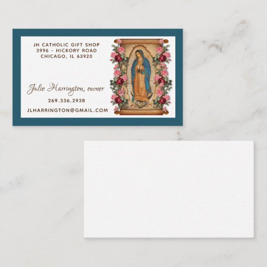 Guadalupe Jungfrau Mary Rose Religiöse Blume Visitenkarte (Vorne/Hinten)