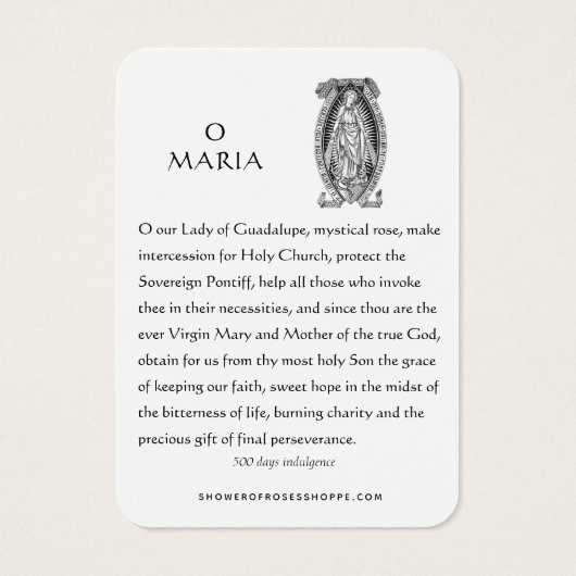 Guadalupe Jungfrau Mary Spanisches Gebet Heilige K (Rückseite)
