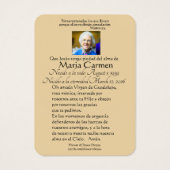 Guadalupe Katholische Spanische Beerdigung Heilige (Rückseite)