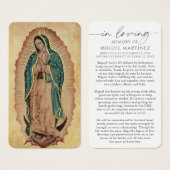 Guadalupe Loving Memory Photo Funeral Prayer Card (Vorne & Hinten)
