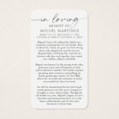 Guadalupe Loving Memory Photo Funeral Prayer Card (Rückseite)