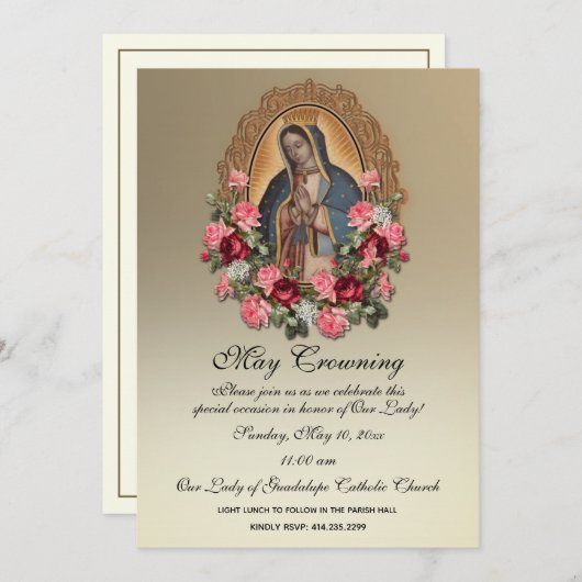 Guadalupe May kront Mary Mütter Day Einladung (Vorne/Hinten)