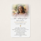 Guadalupe Memorial Photo Spanish Prayer Cards (Rückseite)