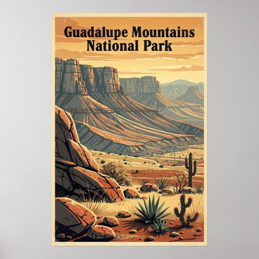 Guadalupe Mountains Nationalpark Retro Poster (Vorne)