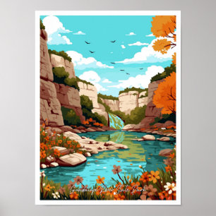 Guadalupe River State Park Texas Vintage Reise Poster