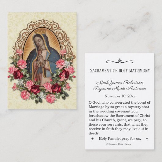 Guadalupe Rose Gastgeschenk Hochzeit Heilige Karte (Vorne/Hinten)