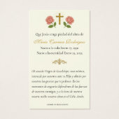 Guadalupe Rose Gedenkfeier Beerdigung Gebet (Rückseite)