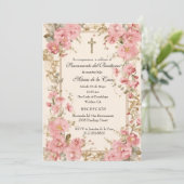 Guadalupe Taufe Rosa Bläserin Einladung (Stehend Vorderseite)