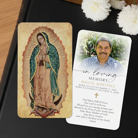 Guadalupe-Totenmesse-katholische Foto-Gebetskarte