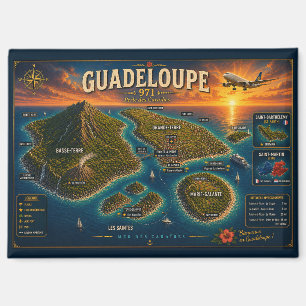 Guadeloupe 971 Vintage-Reisekarte Magnet