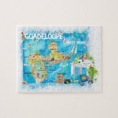 Guadeloupe Antilles Illustrierte Reisekarte Puzzle (Horizontal)
