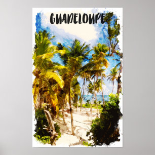 Guadeloupe Caribbean Tropiccal Island Travel Poster