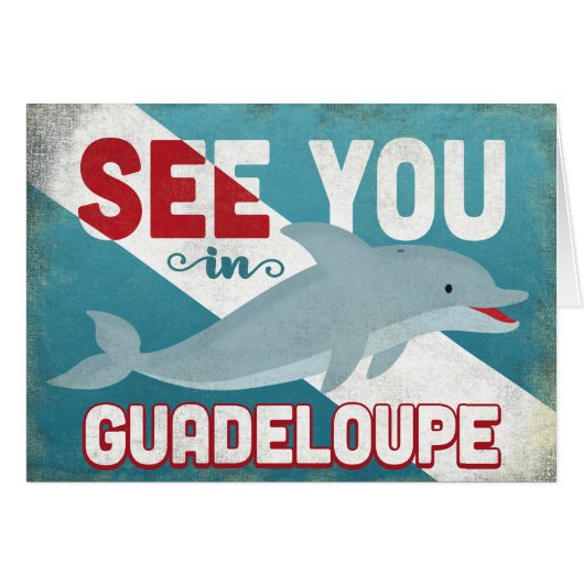 Guadeloupe Dolphin - Retro Vintage Travel (Vorderseite (Horizontal))