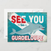 Guadeloupe Dolphin - Retro Vintage Travel Postkarte (Vorne/Hinten)