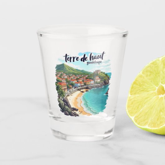 GUADELOUPE-ERDE SCHNAPSGLAS (Vorderseite)