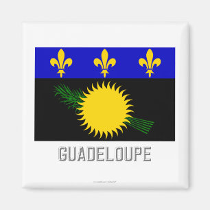 Guadeloupe-Flagge mit Namen Magnet
