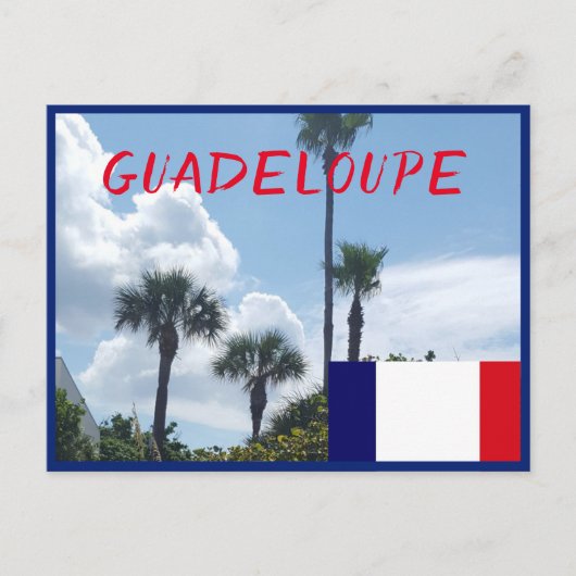 Guadeloupe-Flagge mit tropischen Palmen Postkarte (Vorderseite)