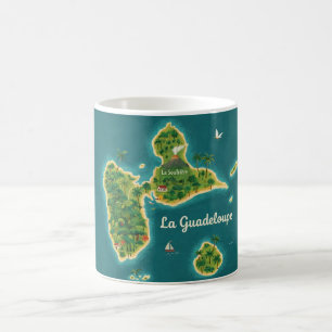 Guadeloupe – Illustrierte Inselkarte Kaffeetasse