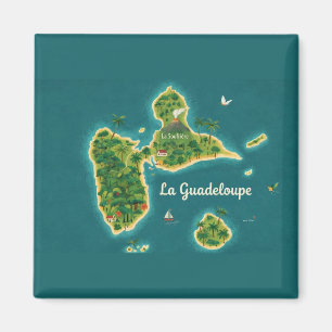 Guadeloupe – Illustrierte Inselkarte Magnet