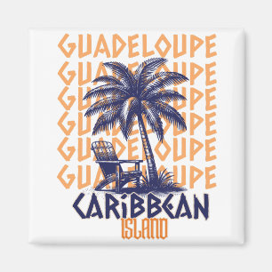 Guadeloupe Insel Retro Strand Palme Magnet
