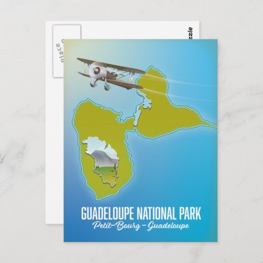 Guadeloupe National Park Map Postkarte (Vorne/Hinten)