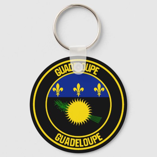 Guadeloupe-RundEmblem Schlüsselanhänger (Vorderseite)
