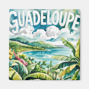 Guadeloupe Tropisch Karibiklandschaft Aquarell Magnet