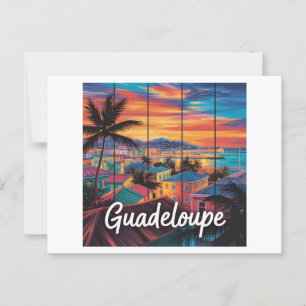 Guadeloupe Vibrierender Sonnenuntergang Postkarte