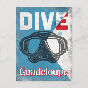 Guadeloupe Vintage Tauchmaske Postkarte