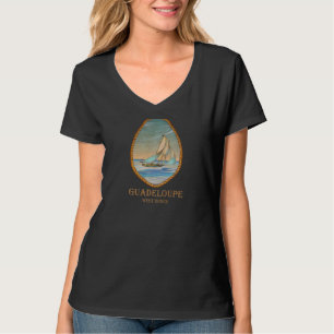 Guadeloupe West Indies Vintag Retro Sailboat Vaca T-Shirt