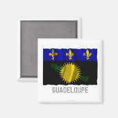 Guadeloupe windet Flagge mit Namen Magnet (Vorderseite/Rückseite)