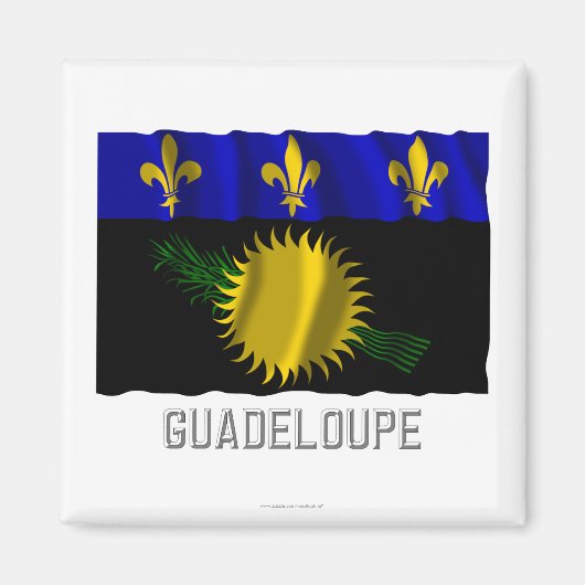 Guadeloupe windet Flagge mit Namen Magnet (Vorne)