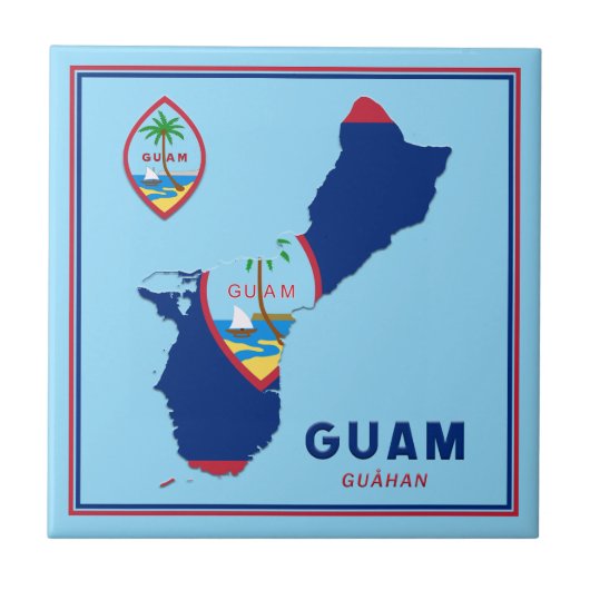 Guam Flag Map & Siegel Fliese (Vorderseite)
