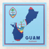 Guam Flag Map & Siegel Glasuntersetzer (Vorderseite)